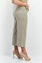 Women Solid High Waist Capri Pants, Pale Khaki - 3