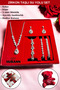 Zircon Stone Silver Color Jewelry Set with Teddy Bear Keychain Boxed Gift Product Gift for Lover