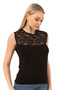 Özkan 7365 Women's Premium Soft Comfortable Fabric Viscose Lace Detailed Zero Sleeve Knitted Blouse - 6