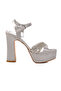 Silver Women's Heeled Evening Dress Shoes 655413   Z