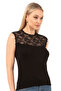 Özkan 7365 Women's Premium Soft Comfortable Fabric Viscose Lace Detailed Zero Sleeve Knitted Blouse - 4