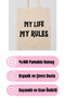 My Life My Rules Printed Shoulder Bag 100% Cotton Tote Bag Raw Cloth Bag - 2