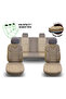 Car Seat Cover Galaxy Serie Linen Fabric Front and Back Set Beige Leather Pocket - 5