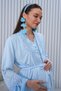 Pregnant Maternity Pajamas Set with Hidden Breastfeeding Short Sleeve and Blue Dressing Gown - 5