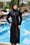 Long Full Length Fully Covered Hijab Swimsuit Noslen 1255 Black Remsa Swimsuit - 4