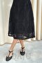 Women's Black Lace Midi Dress - 8