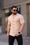 Men's Beige Knitted Short Sleeve Shirt