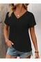 WOMEN'S V-Neck Printed & Plain White Oversize T-shirt Casual Boyfirend - 5