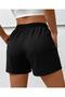 Women's Paw Heart Printed Bermuda Pocket Corded Comfort Fit Fit Black Shorts - 2