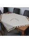 Hand Lace Hand Tied Fringed Tasseled Fiskos Square Cover Cloth Finding Linen Small Tablecloth - 5