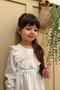 Ecru Velvet Fishtail Collar Long Sleeve Baby Girl Dress - 4
