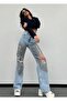 TREND SPECIAL DESIGN HIGH RISE DETAILED WIDE LEG JEAN PALAZZO PANTS