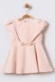 Bow Detail Crew Neck Flared Cutout Short Sleeve Salmon Girl's Dress 15702