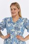 Apsen Women's Blue Patterned Chiffon Dress with Ruffled Collar and Sleeve Detail 4491-110 - 8