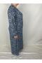 Women's Navy Blue White Crew Neck Long Sleeve Sleeve Ankles Elastic Suede Seasonal Mother Dress - 6