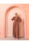 Robalı Cuff Gipe Detailed Double Pocket Mihrimah Ferace Camel - 6