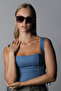 Rectangle Design Gold Frame Black Glass Women's Sunglasses UV400 Protection - 3