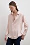 Floş Basic Satin Shirt Beige