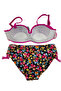 Women's Fuchsia Floral Patterned Stone Embroidered Large Size Lined Bikini Suit Hzl25S-Lc3312 - 7