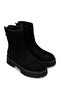 Women's Genuine Leather Black Suede Heeled Boots - 2