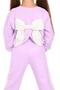 Lilac Color Girl's Tracksuit Set with Bow Accessory - 8