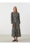 Lcw Comfort Black Crew Neck Print Women's Dress