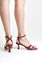 Burgundy Patent Leather Strappy Summer Women's Heeled Shoes Cherry Red - 2