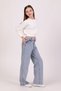 Female Child Cotton Waist Adjustable Wide Leg Jeans - 3
