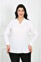 Women's White V-Neck Dubai Fabric Plus Size Shirt - 2
