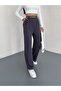 Belted and Front Pleated Trousers / Women's Twist Fabric Trousers Loose Cut - 4