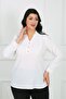 Women's White V-Neck Dubai Fabric Plus Size Shirt - 3
