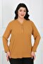 Women's Mustard V-Neck Dubai Fabric Plus Size Shirt