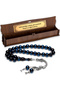 Men's Letter Tassel 10mm Blue Vernier Amber Rosary - 3