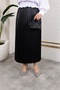 Women's Hijab Clothing Leather Look Elastic Waist Pleated Long Skirt - 2