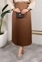 Women's Hijab Clothing Leather Look Elastic Waist Pleated Long Skirt - 2