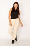 Women's Large Size Stone Waist Tunnel Lace Detailed Gabardine Fabric Trousers with Side and Back Pockets 65n34145 - 4