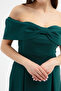 Women's Emerald Green Bow Detail Strapless Flared Dress - 4