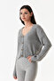 Buttoned V-Neck Knitted Cardigan - 5