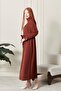 Women's Stand Collar Sash Detailed Woven Dress