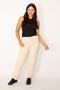 Women's Large Size Stone Waist Tunnel Lace Detailed Gabardine Fabric Trousers with Side and Back Pockets 65n34145 - 7
