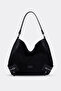 Black Genuine Suede Casual Women's Shoulder Bag - Tote - 2
