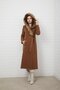 Side-Tied, Snap-Button Closure, Hooded Fur Coat Taba 3697