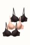 3 Pack Non-Padded Soft Covered Knitted Bra C38010 Black/Skin