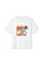 Women's White Self Patterned Crew Neck Oversize Cut T-Shirt - 2