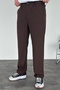 Men's Baggy Fit Pleated Brown Fabric Trousers Ke-1000 - 3