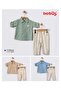 Buttoned Beige Shirt and Striped Cream Pants Bottom Top Suit Baby Boy Suit 15866 - 4