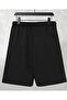 Men's Cross Printed Bermuda Pocket Cord Detailed Regular Fit Black Shorts - 2