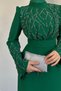 Green Crepe Evening Dress - Anatolia Stone Detail - 3