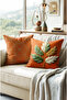 Woven Embroidery Look Digital Printed Double-Sided Printed Concealed Zipper Throw Pillow Cover Set of 2
