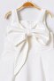Big Bow Detail Thick Straps Flared Cutout Sleeveless Ecru Girl's Dress 15701 - 2